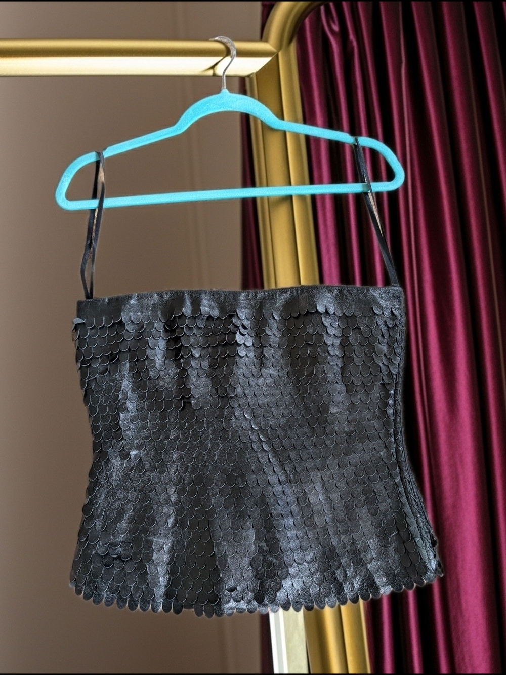 Max Azria Strapless Leather Top. Size 8 Like New